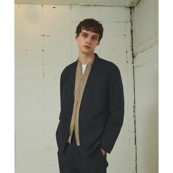 ジャケット テーラードジャケット 「セットアップ対応」ウーリーカルゼ ノーカラージャケット メンズ ...