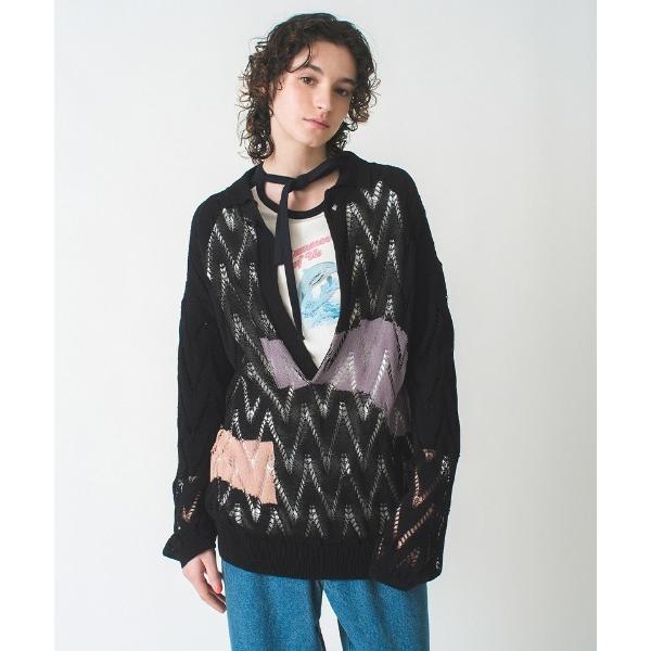 ニット セーター painting knit polo レディース