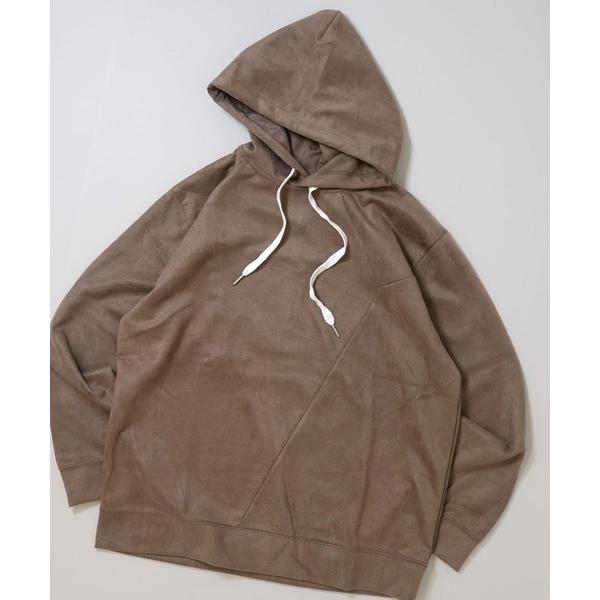 パーカー faux suede switching design cutsew/スウェードタッチ 切...