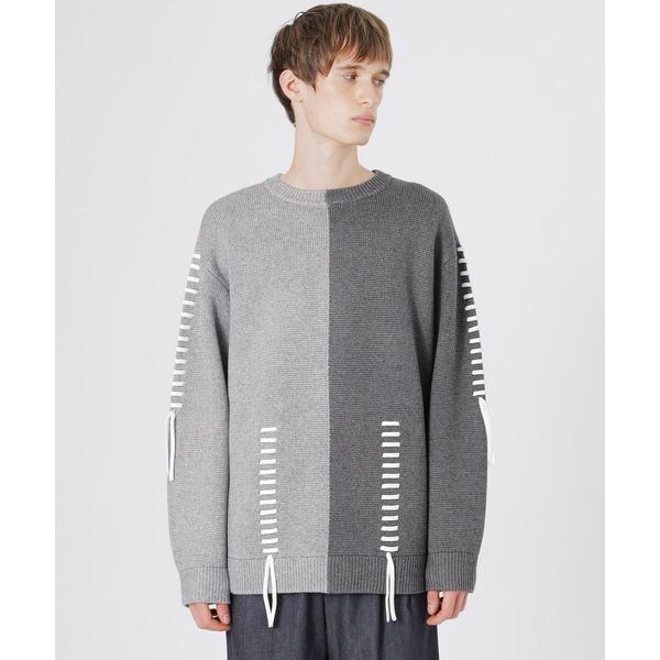 セーター ニット バイカラーポイントスレッドプルオーバー メンズ