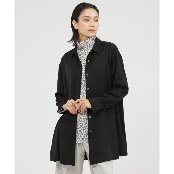 ブラウス シャツ 「羽織でも1枚でも活躍」「ウォッシャブル」フィブリルライクサテンロングシャツ レデ...