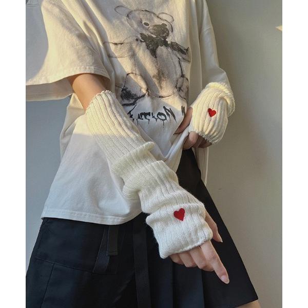 アームカバー 「urge select」リブニット ハート刺繍 アームカバー/アームウォーマー レデ...