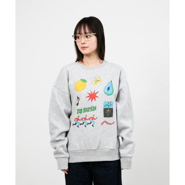 トレーナー スウェット “FRUIT” Midori Komatsu 裏起毛クルースウェット レディ...