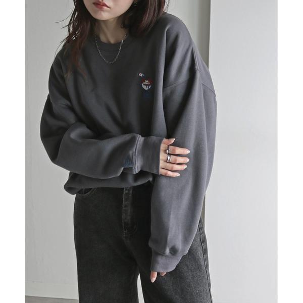 トレーナー スウェット ワンポイント刺繍ルーズシルエットスウェット レディース メンズ