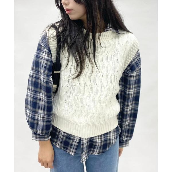 ベスト ジレ ざっくり編みサマーニットベスト レディース