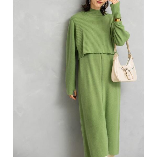 ワンピース 静電防止レイヤードライクニットワンピース