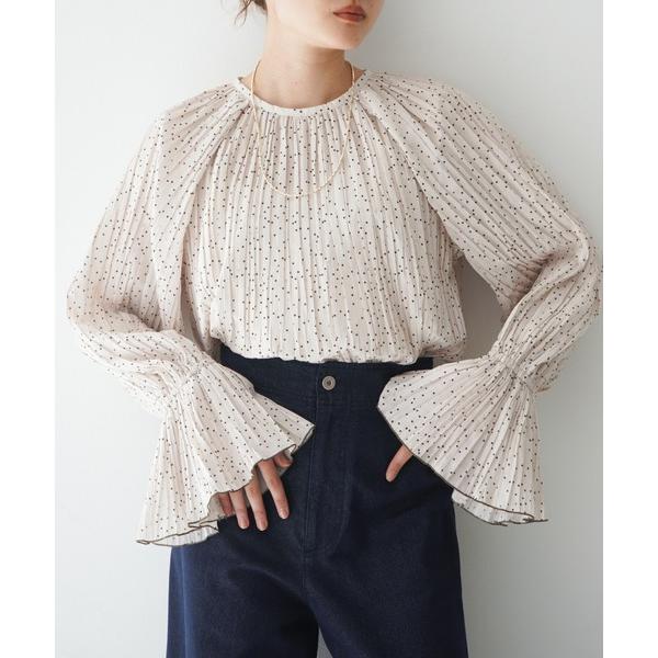 ブラウス シャツ ドットプリーツブラウス/春服/ドット柄/水玉/オフィスカジュアル/きれいめ レディ...