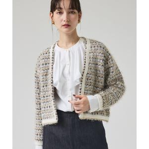 カーディガン ツィードニットカーディガン/ラメ レディース
