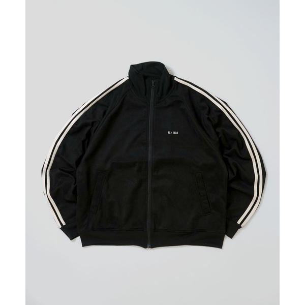 ジャージ faux suede track jacket/スウェードタッチ ワンポイント刺繍 袖ライ...