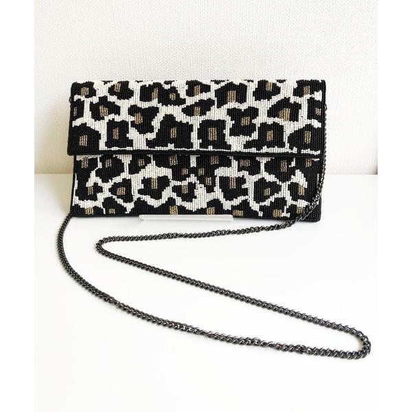 クラッチバッグ パーティーバッグ 「Swaraj/スワラージ」LEOPARD手刺繍ビーズクラッチバッ...