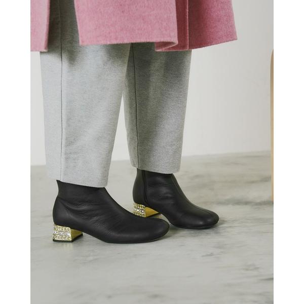 ブーツ 4cmヒール ビジューヒール ブーツ レディース