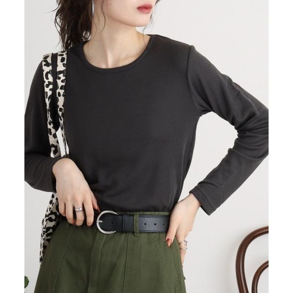 tシャツ ひまわりオイル加工クルーネック長袖 レディース