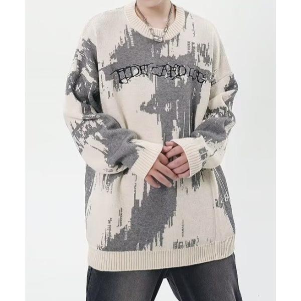 セーター ニット 刺繍ロゴニュアンス柄ニット メンズ レディース