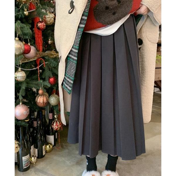 スカート シンプルロングプリーツスカート