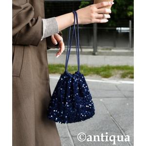 ハンドバッグ スパンコール巾着バッグ