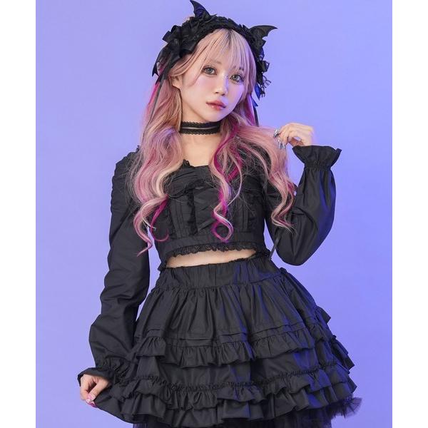 ブラウス シャツ フリフリリボンorメイド風甘ロリータブラウス レディース