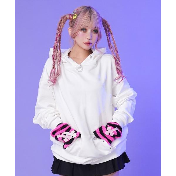 パーカー 上質スウェットデビル悪魔の角耳付きオーバースウェットorZIPパーカー レディース