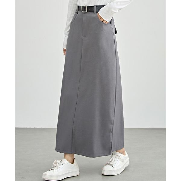 スカート ソリッドカラー ハイウエスト Iライン ロング スカート