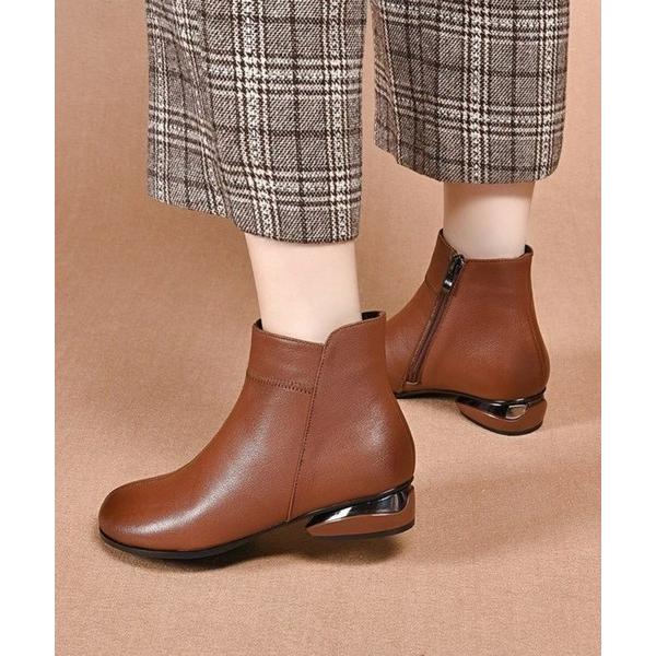 ブーツ アーモンドトゥ メタリック ヒール ショート ブーツ レディース