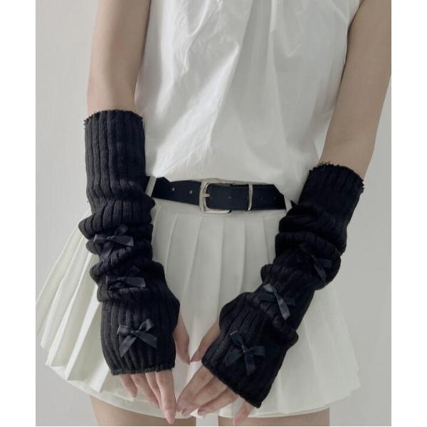 アームカバー 「urge select」リブニット サイドリボン アームカバー/アームウォーマー レ...