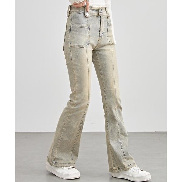 ジーンズ デニム デニムパンツ ハイウエスト ストレッチ フレア デニム パンツ レディース