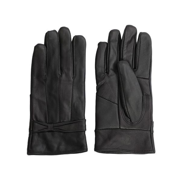 手袋 「GlovesDEPO」レディース革手袋 シープスキン裏ボア リボン飾り レディース