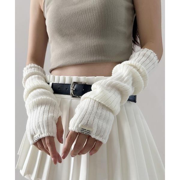 アームカバー 「float」シンプル ロゴ リブニット アームカバー/アームウォーマー レディース
