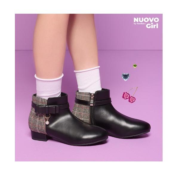 ブーツ NUOVO ヌオーヴォ 19-24 CYNDI ルーシー N9373J BLACK キッズ ...