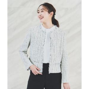 ジャケット ノーカラージャケット 「入卒/セレモニー/通勤」ラメツイード ノーカラージャケット レディース