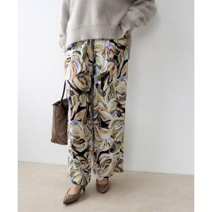 ワイドパンツ パンツ AMARAボタニカルプリントワイドパンツ レディース