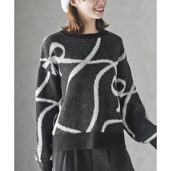 ニット セーター リボン柄ニットプルオーバー レディース