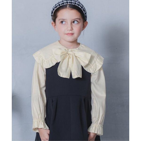 ブラウス シャツ 「ジュニア対応」ボウタイ付きフリル衿ブラウス キッズ 子供服 女の子
