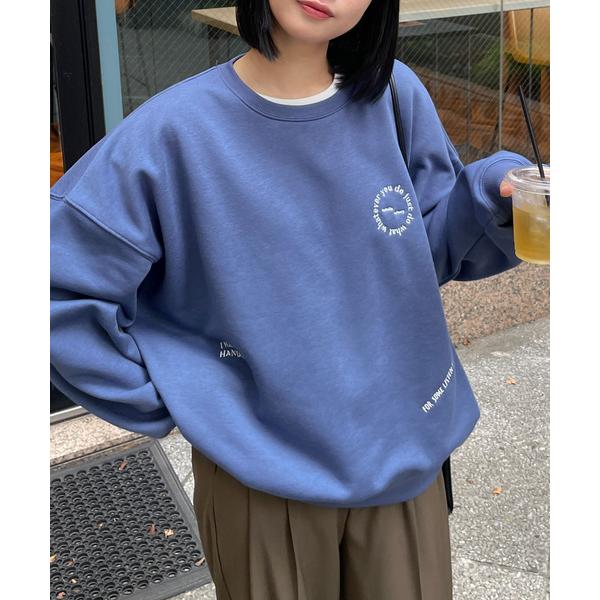 トレーナー スウェット ランダム刺繍ロゴスウェット レディース