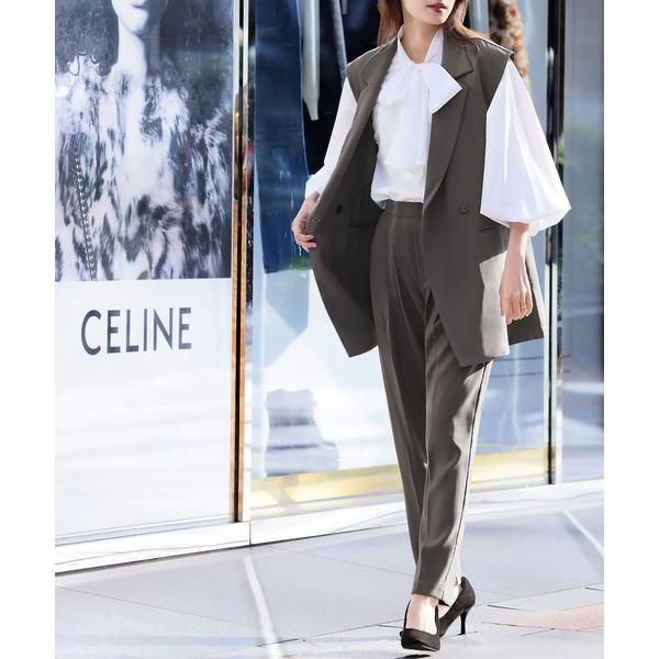 セットアップ ダブルテーラードジレ ワンタックテーパードパンツ セットアップ スーツ フォーマル セ...