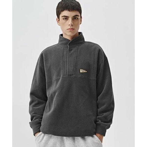 セーター ニット ハーフボタンプルオーバーフリース オーバーサイズ ユニセックス 7ST24W2TP...