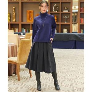 スカート ウール調タックフレアスカート