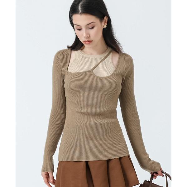 ニット セーター fake layered design tops レディース