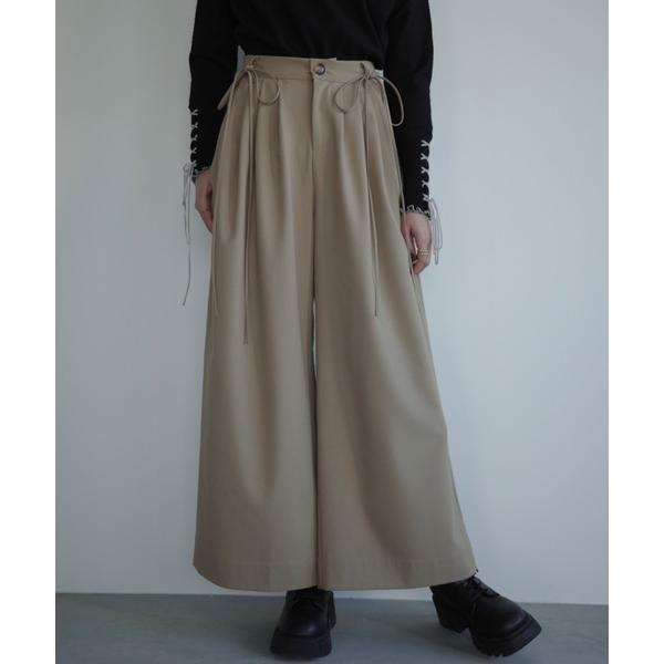 スラックス パンツ ribbon belt wide pants / サイドリボンワイドパンツ レデ...
