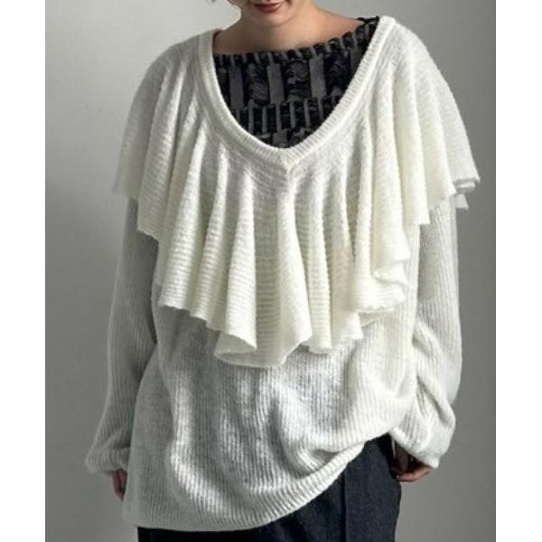 ニット セーター LOOSE FRILL KNIT TOP レディース