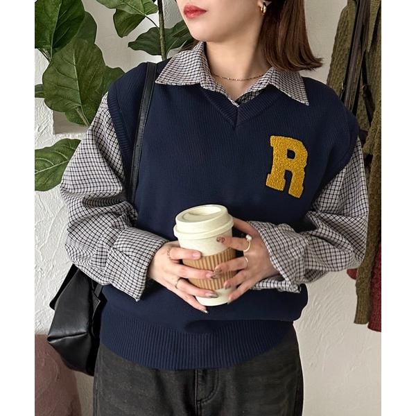 ベスト ジレ 「apresjour mignon」ユニセックスワンポイントニットベスト「ZOZOTO...