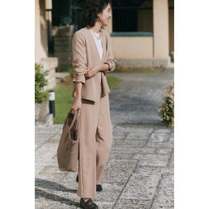 【美品】ベイジ ウエストギャザージャケット ノーカラー リボン XLサイズ B：MING by BEAMS ジャケット ノーカラージャケット 「七五三