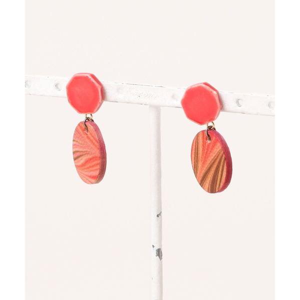 ピアス 「irodori」marble 赤 ピアス レディース