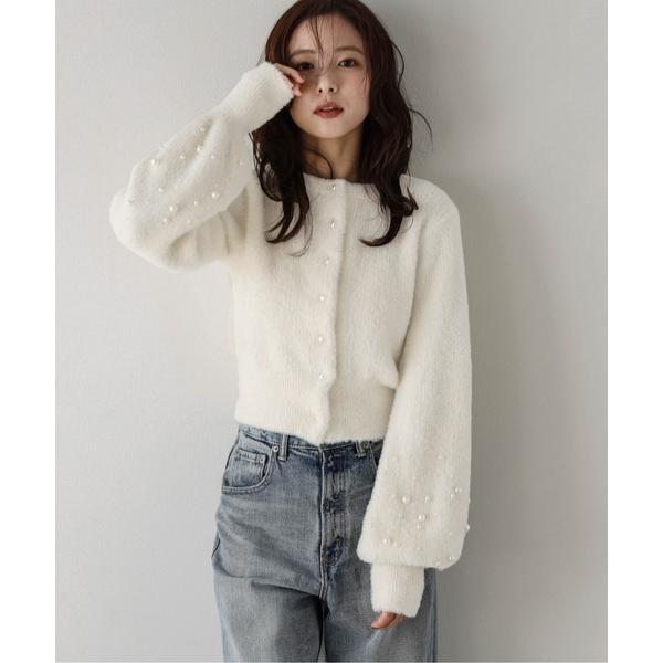 ニット セーター 2wayパール袖ニットカーディガン レディース