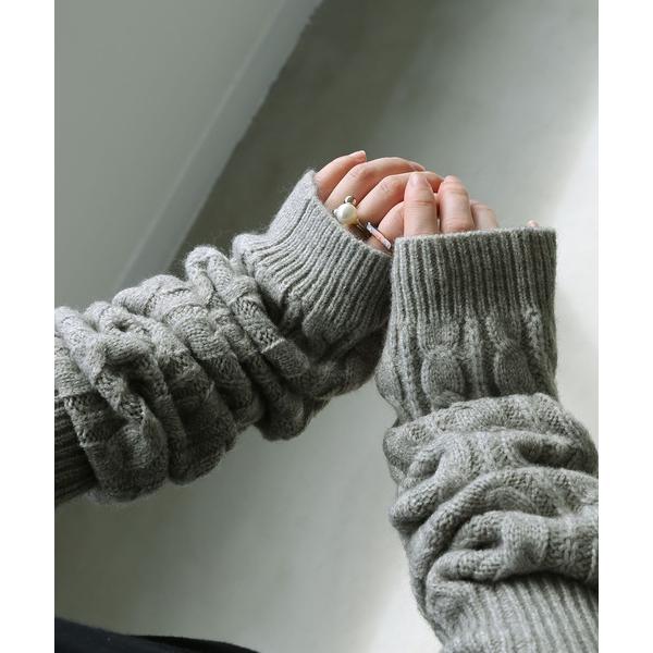 アームカバー ケーブル編みニットアームウォーマー レディース メンズ