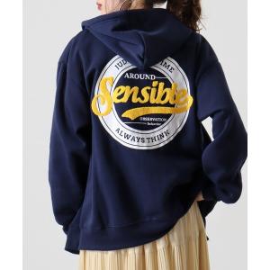 パーカー サガラ刺繍サークルロゴ裏起毛ZIPパーカー メンズ レディース