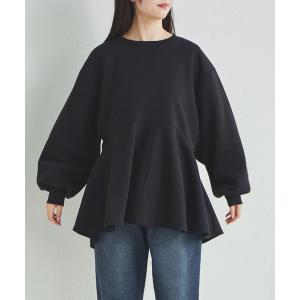 トレーナー スウェット 「リンクコーデ」「ママサイズ」裏起毛 ペプラム プルオーバー レディース