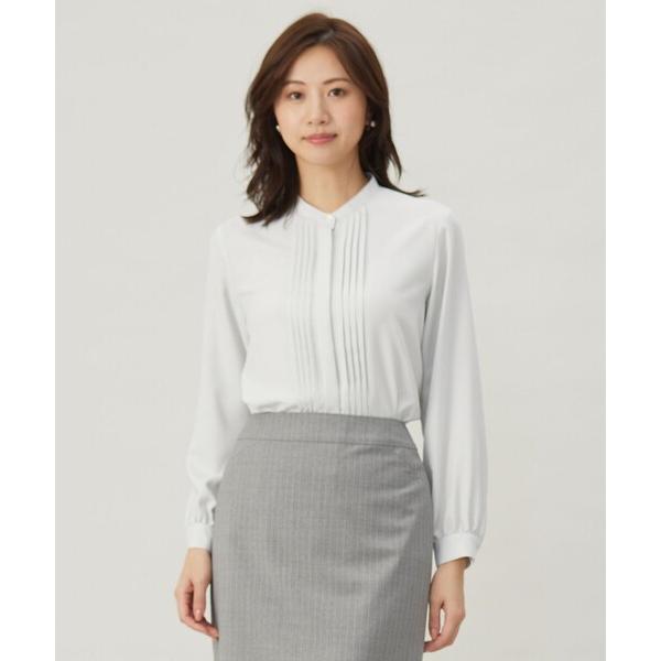 ブラウス シャツ 「洗える」ヌーディスバックサテン タックプリーツ ブラウス レディース