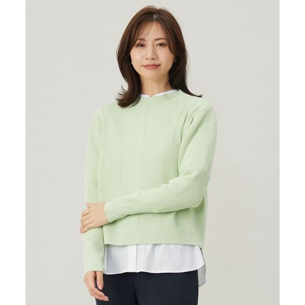 ニット セーター 「洗える」CLEAR COTTON BLEND ボトルネック ニット レディース
