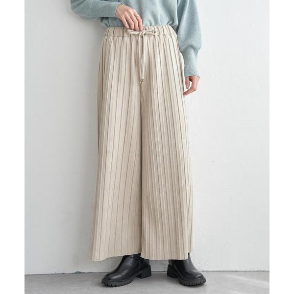 パンツ 「親子コーデ」スエードライクプリーツワイドパンツ レディース