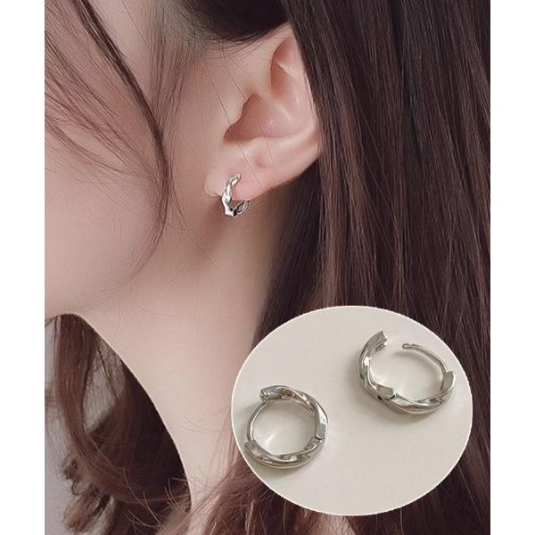 ピアス キャッチレスデザインフープピアス レディース